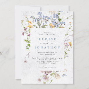 Pretty Spring Wildflower Meadow Details Wedding Invitation