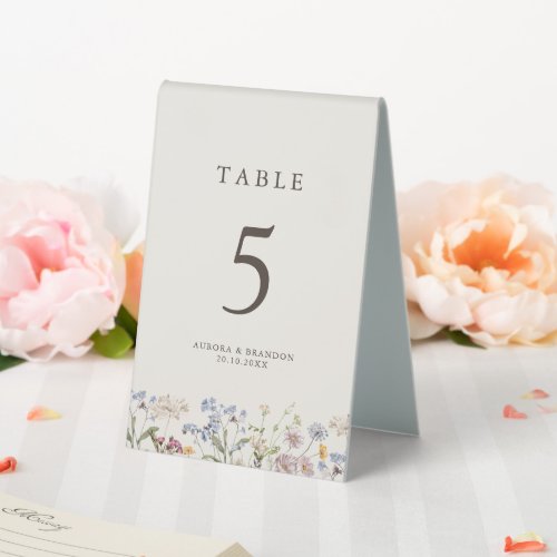 Pretty Spring Wildflower Meadow Garden Number  Table Tent Sign