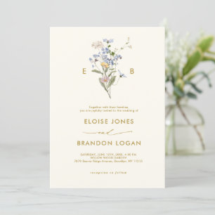 Pretty Spring Wildflower Meadow Gold Wedding   Invitation
