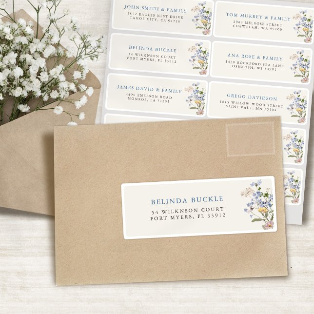 Pretty Spring Wildflower Meadow Guest Name Address Sticker (Pretty Spring Wildflower Meadow garden Guest Name Address Sticker)