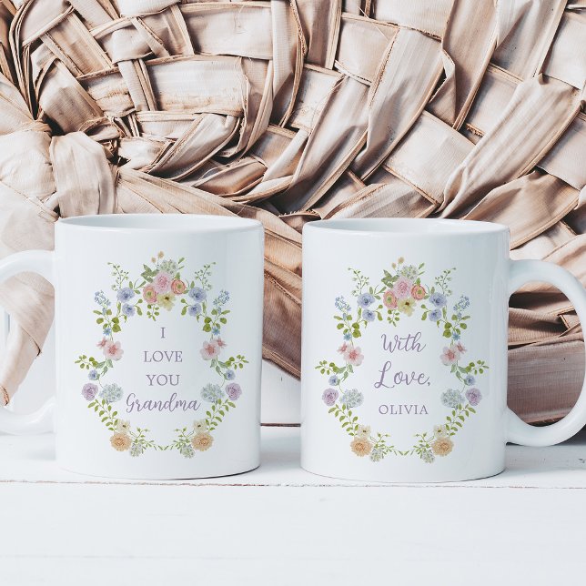Pretty Spring Wildflowers | Love You Grandma Coffee Mug (Creator Uploaded)