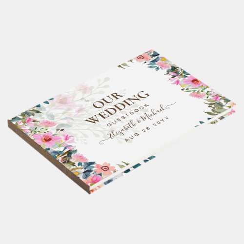 Pretty Spring Wildflowers Wedding Guest Book