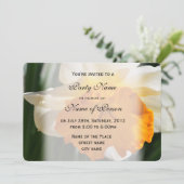 pretty spring yellow, white daffodil flower party invitation (Standing Front)
