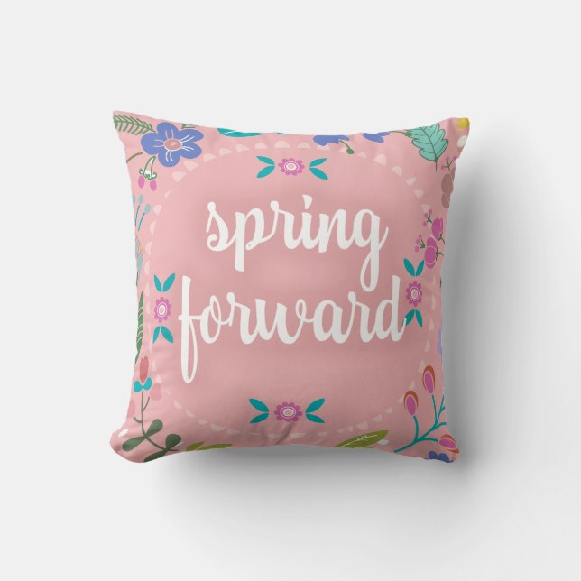 Pretty Springtime Spring Forward Floral Throw Pillow (Front)