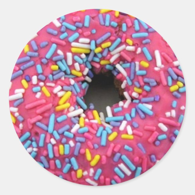 Pretty Sprinkled Donut Classic Round Sticker (Front)