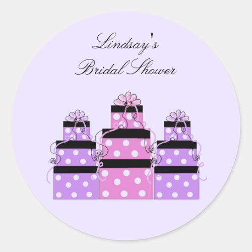 Pretty Stacked Bridal Shower Packages Classic Round Sticker