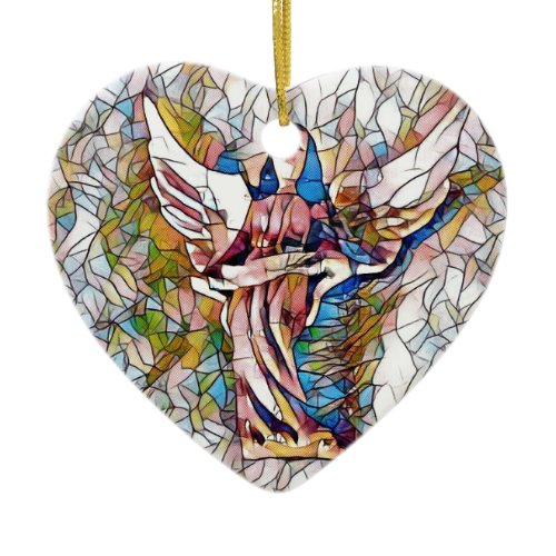 Pretty Stained Glass  Guardian Angel Ceramic Ornament