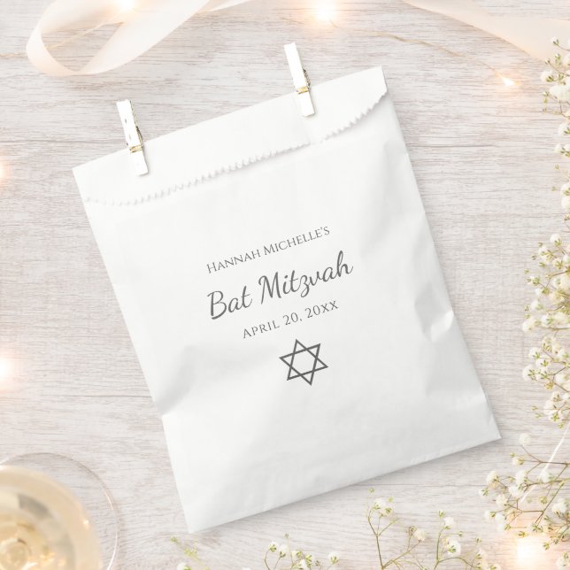 Pretty Star of David Simple Bat Mitzvah Favor Bag (Clipped)