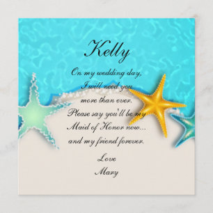 Pretty Starfish Summer Beach Maid Of Honor Card