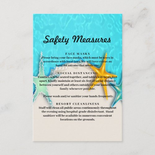 Pretty Starfish Summer Beach Safety Measures Enclosure Card