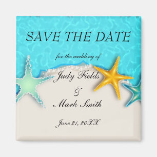 Pretty Starfish Summer Beach Save The Date Magnet