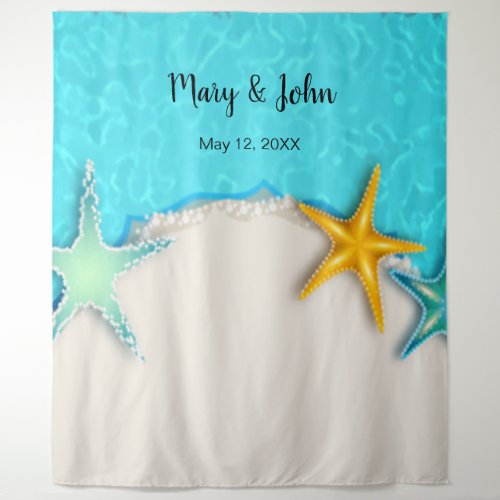 Pretty Starfish Summer Beach Wedding Backdrop