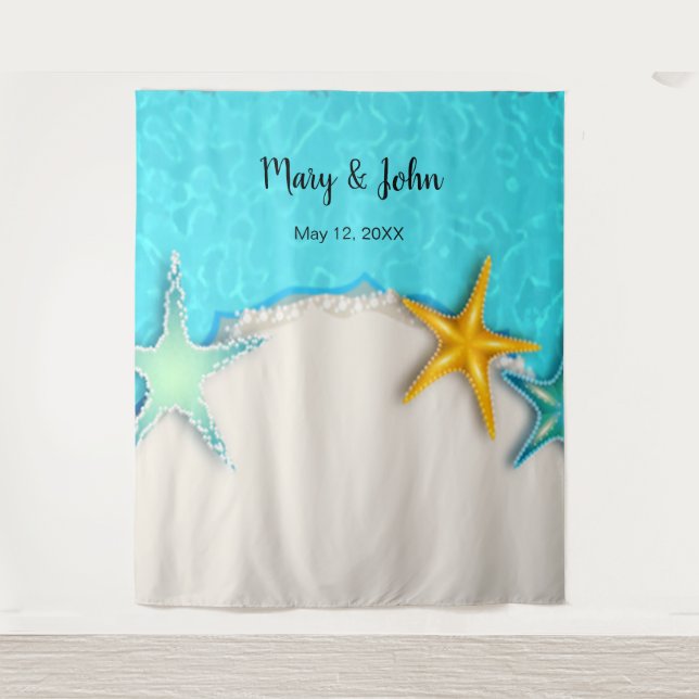 Pretty Starfish Summer Beach Wedding Backdrop (Front)