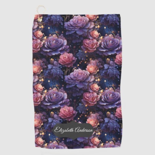 Pretty Starry Roses Personalized   Golf Towel