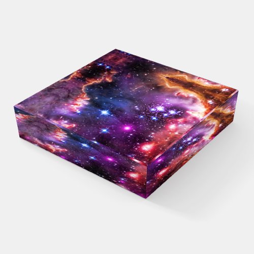 Pretty starry space nebula picture paperweight