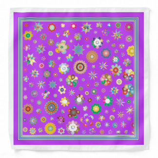 Pretty Stars and Flowers Pink Girls Bandana