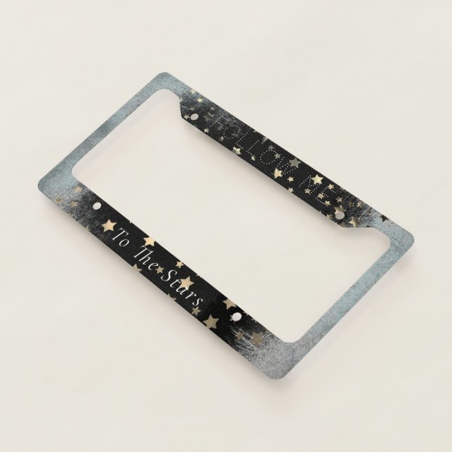 Pretty Stars Black Grey License Plate Frame (3/4)