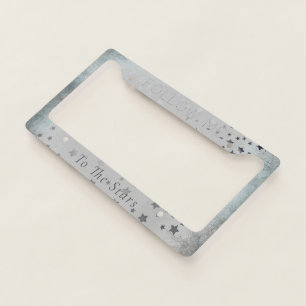 Pretty Stars Silver Grey License Plate Frame