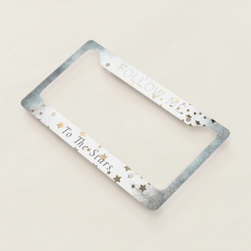 Pretty Stars White Grey License Plate Frame