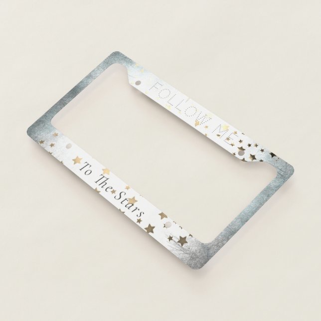 Pretty Stars White Grey License Plate Frame (3/4)