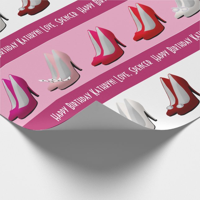 Pretty Stilettos Personalized Wrapping Paper (Corner)