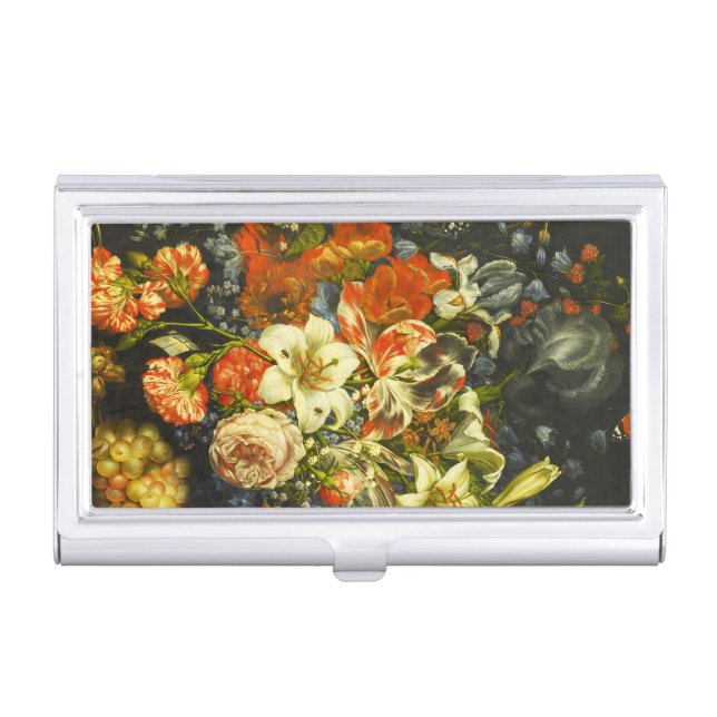 Pretty Still Life with Flowers and Fruit  Business Card Case (Front)