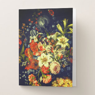 Pretty Still Life with Flowers and Fruit Pocket Folder