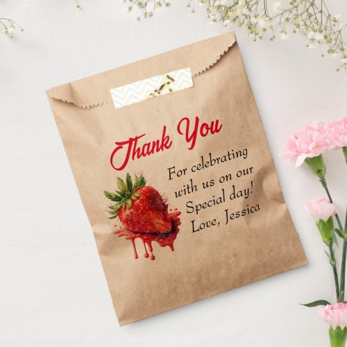 Pretty Strawberry Baby Shower Thank You Favor Bag