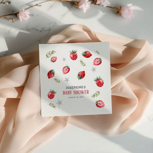 Pretty Strawberry Berry Sweet Baby Shower Napkins