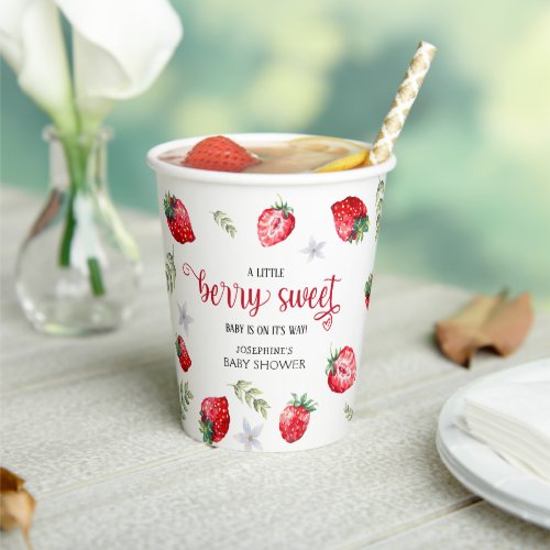 Pretty Strawberry Berry Sweet Baby Shower Paper Cups