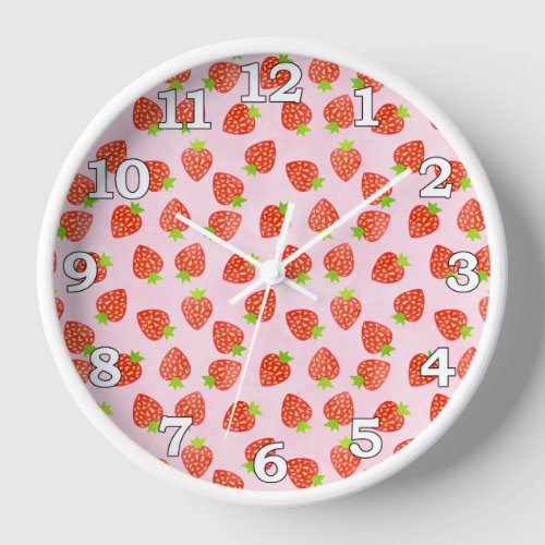 Pretty Strawberry Cream Fruit Food Pattern Wall Clock