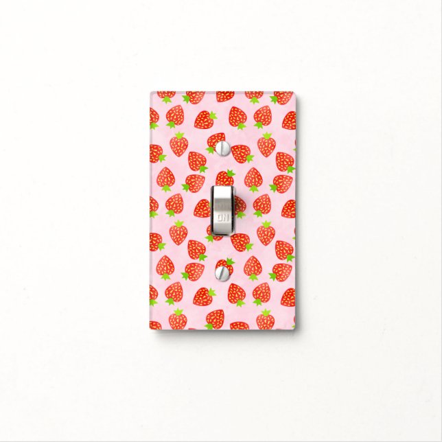 Pretty Strawberry Cream Pattern Light Switch Cover (In Situ)