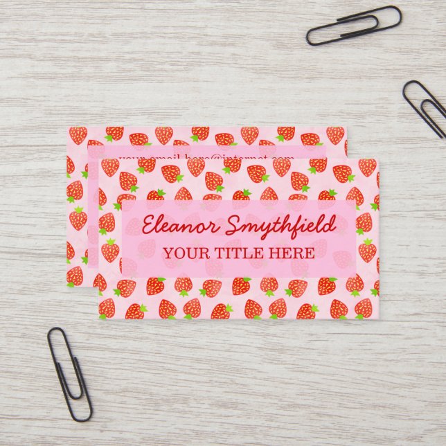 Pretty Strawberry Cream Pattern Personalized Business Card