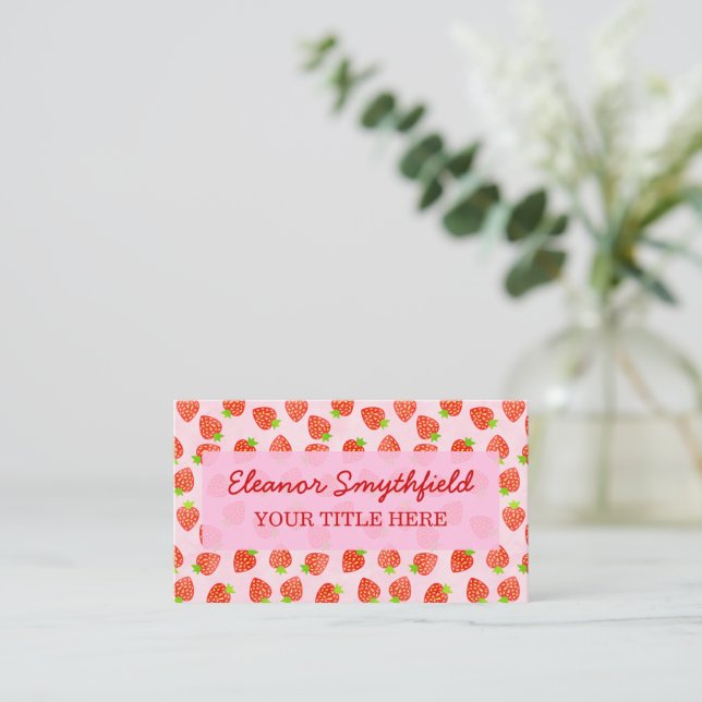 Pretty Strawberry Cream Pattern Personalized Business Card