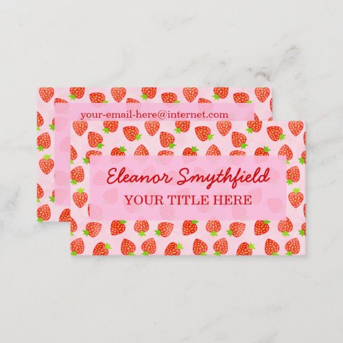 Pretty Strawberry Cream Pattern Personalized Business Card
