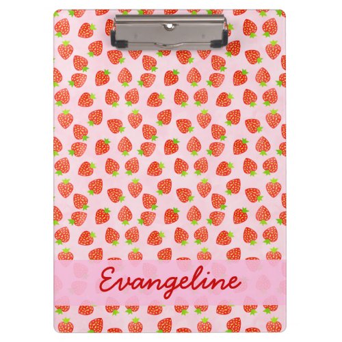 Pretty Strawberry Cream Pattern Personalized Clipboard