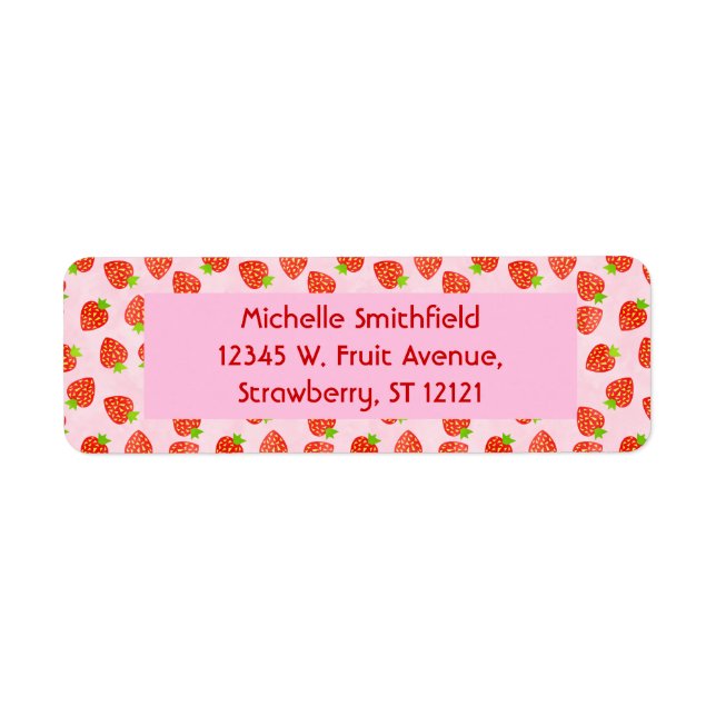 Pretty Strawberry Cream Pattern Personalized Label (Front)