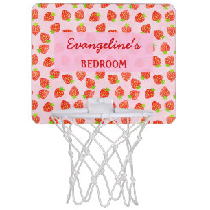 Pretty Strawberry Cream Pattern Personalized Mini Basketball Hoop
