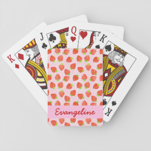 Pretty Strawberry Cream Pattern Personalized Playing Cards