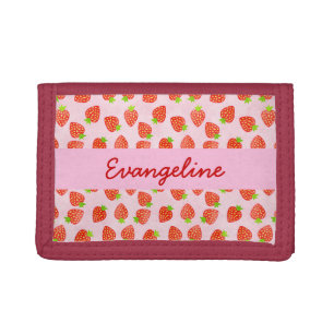 Pretty Strawberry Cream Pattern Personalized Tri-fold Wallet