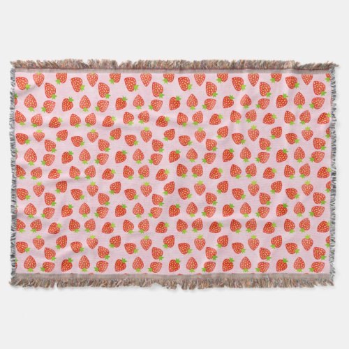 Pretty Strawberry Cream Pattern Throw Blanket