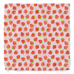 Pretty Strawberry Cream Watercolor Pattern Bandana