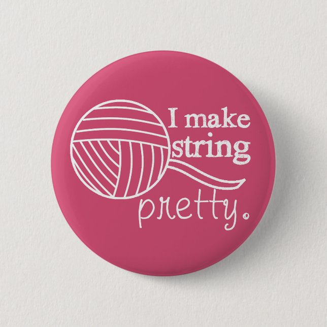 Pretty String/Yarn {Dark} Pinback Button (Front)