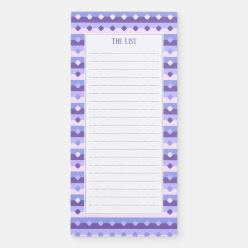 Pretty Stripes and Diamonds  Magnetic Notepad
