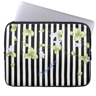 Pretty Stripes and Vines Laptop Case