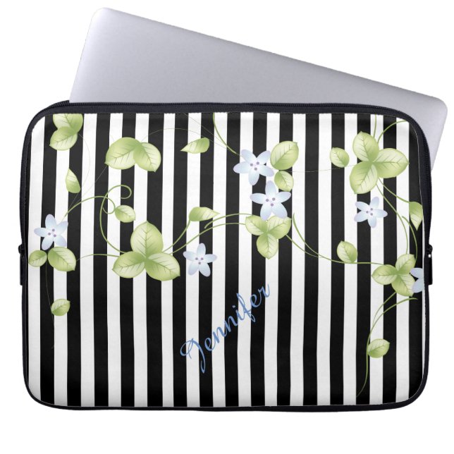 Pretty Stripes and Vines Laptop Case (Front)