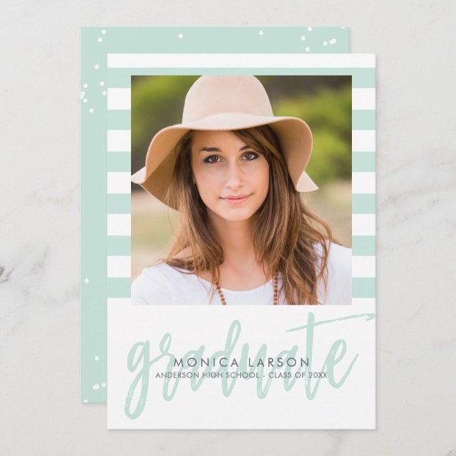 Pretty Stripes EDITABLE COLOR Graduation Invite (Front/Back)
