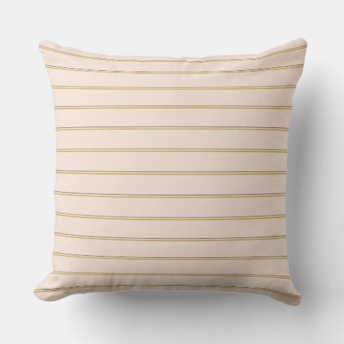 Pretty stripes in natural colors on pale pink throw pillow
