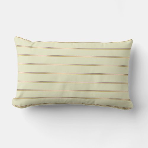 Pretty stripes in natural colors on pastel green lumbar pillow