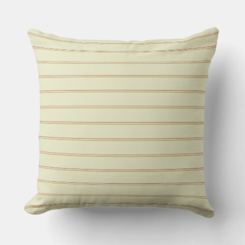 Pretty stripes in natural colors on pastel green throw pillow